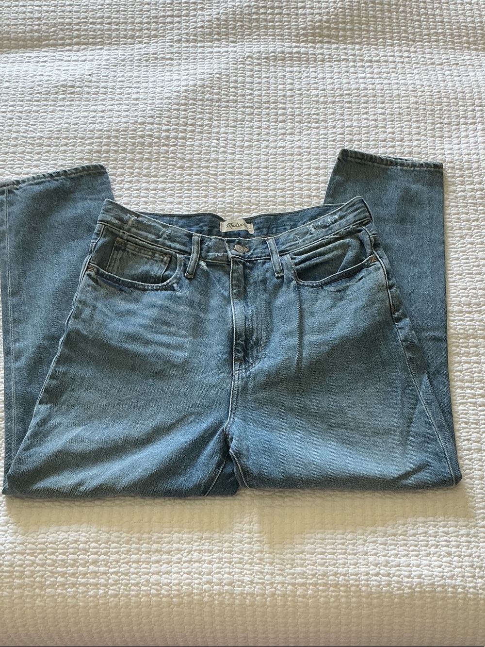 Madewell Straight Mom Jeans in Light Blue Denim